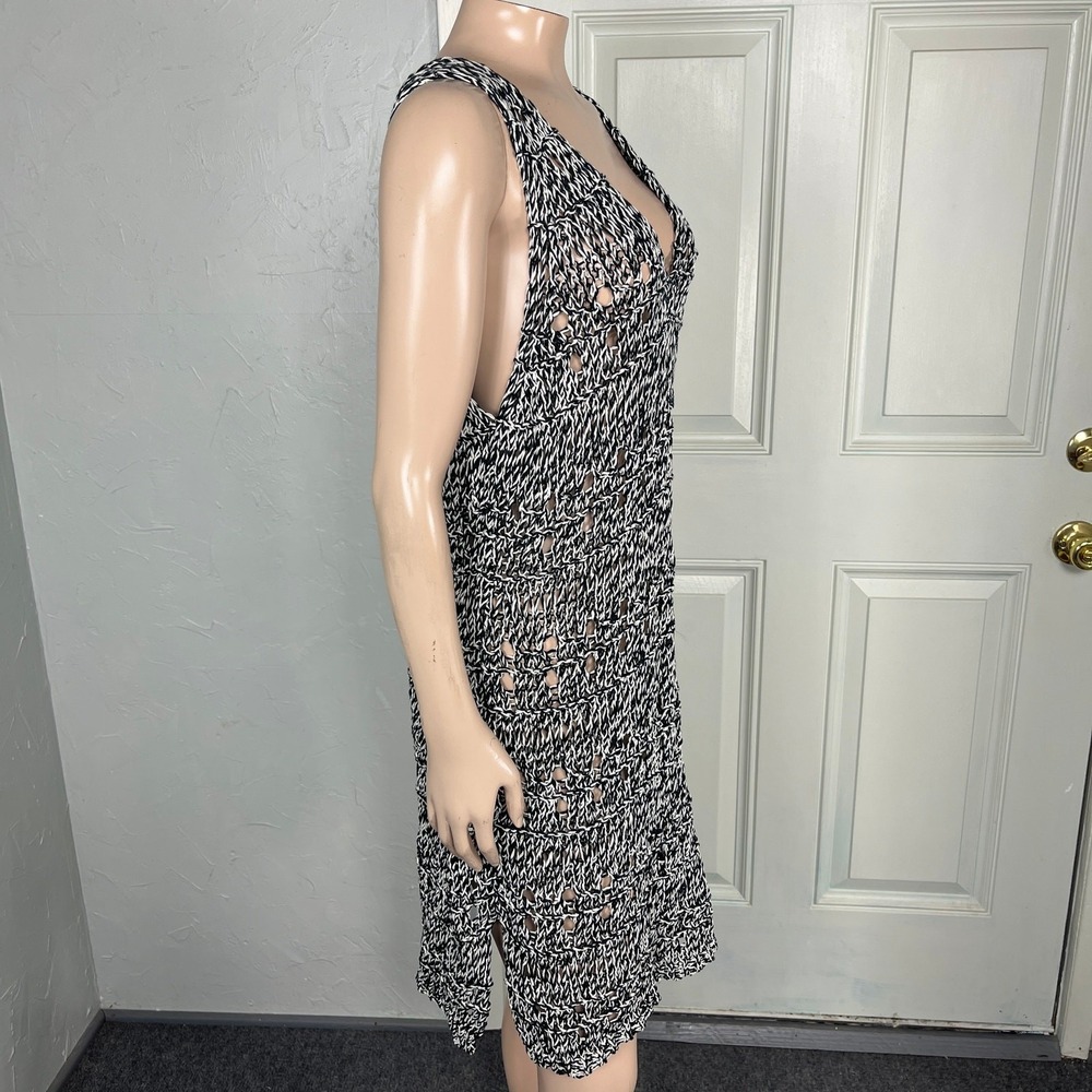 Derek Lam Women's Dress L Cotton Stretch Career Sleeveless Knit TV neck M3-10 - Picture 5 of 7